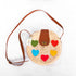 Charming Shoulder Bag with Colored Hearts and Flap Closure